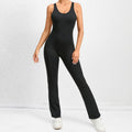 Woman Sleeveless Soft Stretchy Lightweight High Neck Open Back Scrunch Back Romper