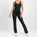 Woman Sleeveless Soft Stretchy Lightweight High Neck Open Back Scrunch Back Romper