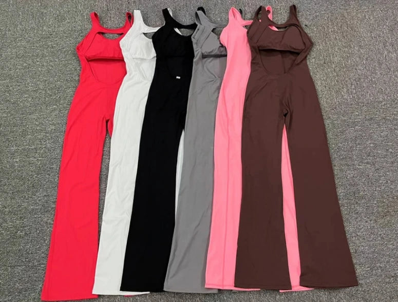 Woman Sleeveless Soft Stretchy Lightweight High Neck Open Back Scrunch Back Romper