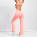 Woman Sleeveless Soft Stretchy Lightweight High Neck Open Back Scrunch Back Romper