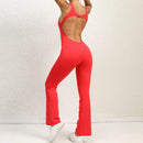 Woman Sleeveless Soft Stretchy Lightweight High Neck Open Back Scrunch Back Romper