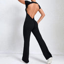 Women Sports Flared Pants Fitness Rompers Stretch Workout Bodysuits Jumpsuit Long Sleeves Gym Set Women's Yoga Suit Sportswear