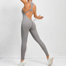New Zip Up Rompers Scrunch Butt Yoga Sets Sleeveless pants Jumpsuit for Women Fitness Gym Clothing Workout Open Back Sports Suit