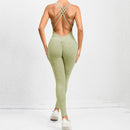 Pad Cross Back Women 2025 Lycra Fitness Gym One Piece Jumpsuit Leggings Workout Pant Female Shorts Active Wear Sport Outfit Suit