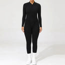 2025 Women's One-piece Yoga Jumpsuit leggings Zipper Nylon Long-sleeved Sexy Backless Slim Fit Sports Outfit with chest pad