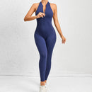 New Zip Up Rompers Scrunch Butt Yoga Sets Sleeveless pants Jumpsuit for Women Fitness Gym Clothing Workout Open Back Sports Suit