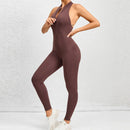 New Zip Up Rompers Scrunch Butt Yoga Sets Sleeveless pants Jumpsuit for Women Fitness Gym Clothing Workout Open Back Sports Suit