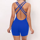 Pad Cross Back Women 2025 Lycra Fitness Gym One Piece Jumpsuit Leggings Workout Pant Female Shorts Active Wear Sport Outfit Suit