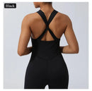 Women Fitness Jumpsuit Cross Back Vest Flare Leg Yoga Set Running Training With Padded Yoga Set