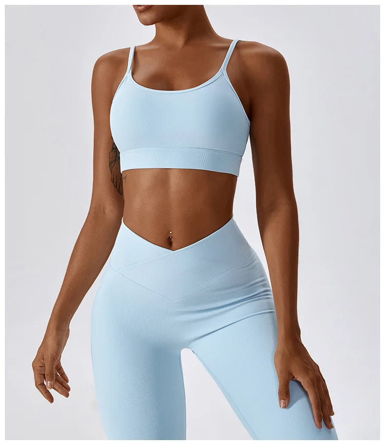 2PCS Seamless Yoga Set Gym Clothes Sportswear Yoga Suits For Women Fitness Rib Tracksuits Sports Bra Gym Leggings Sports Suits