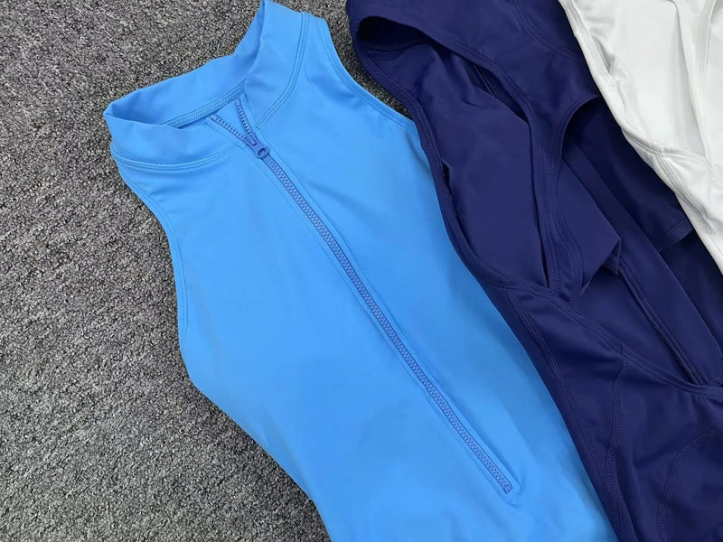 New Zip Up Rompers Scrunch Butt Yoga Sets Sleeveless pants Jumpsuit for Women Fitness Gym Clothing Workout Open Back Sports Suit