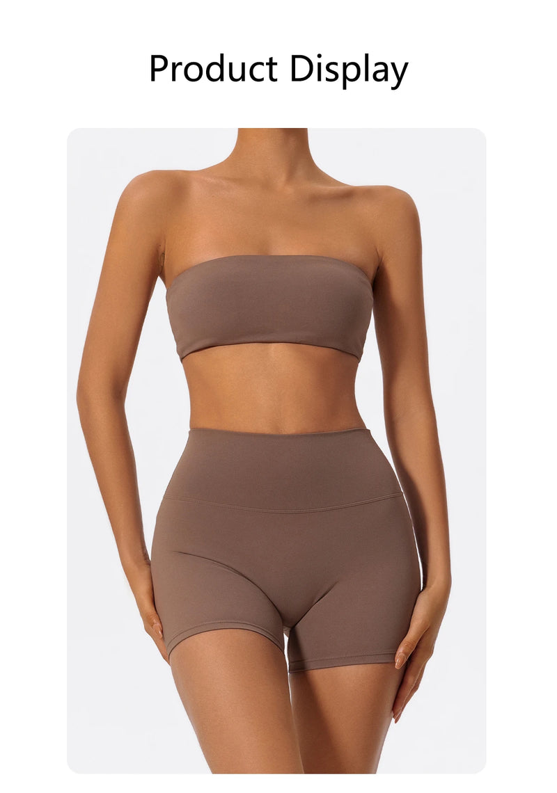 Ctenkevet Two Piece Fitness Sports Set Women Workout Yoga Outfit Strapless Bra Woman 2Ps Gym Crop Top Deportivos Mujer Gym Suits