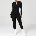 2025 Women's One-piece Yoga Jumpsuit leggings Zipper Nylon Long-sleeved Sexy Backless Slim Fit Sports Outfit with chest pad