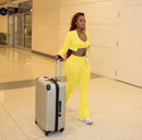 Women's Sports Suit Casual Tight Waist Solid Color Long Sleeved Top Vest Long Pants Three Piece Set Autumn