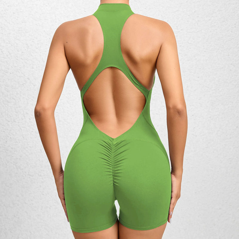 New Zip Up Rompers Scrunch Butt Yoga Sets Sleeveless pants Jumpsuit for Women Fitness Gym Clothing Workout Open Back Sports Suit