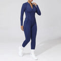 2025 Women's One-piece Yoga Jumpsuit leggings Zipper Nylon Long-sleeved Sexy Backless Slim Fit Sports Outfit with chest pad