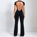 2025 Pad Short Sleeve Shirt Backless Yoga Set Gym Women Fitness Sports Pant High Waist Workout Leggings Activewear Tracksuits