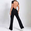 Long-Sleeved One-piece Suit Women Backless Sports Jumpsuit Female Push up Rompers Quick Drying Yoga Clothing Workout Bodysuits