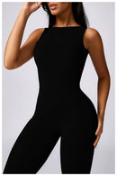Sleeveless One-piece Suit Women Backless Sports Jumpsuit Female Flared Rompers Quick Drying Yoga Clothing Workout Bodysuits
