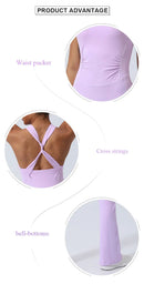 Women Fitness Jumpsuit Cross Back Vest Flare Leg Yoga Set Running Training With Padded Yoga Set