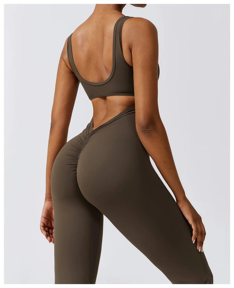 Back V Jumpsuit Sexy Gym Set Women Training Yoga Suit Sportswear Women Sports Jumpsuit Fitness Rompers Stretch Workout Bodysuits