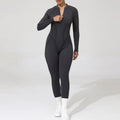 2025 Women's One-piece Yoga Jumpsuit leggings Zipper Nylon Long-sleeved Sexy Backless Slim Fit Sports Outfit with chest pad