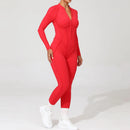 2025 Women's One-piece Yoga Jumpsuit leggings Zipper Nylon Long-sleeved Sexy Backless Slim Fit Sports Outfit with chest pad