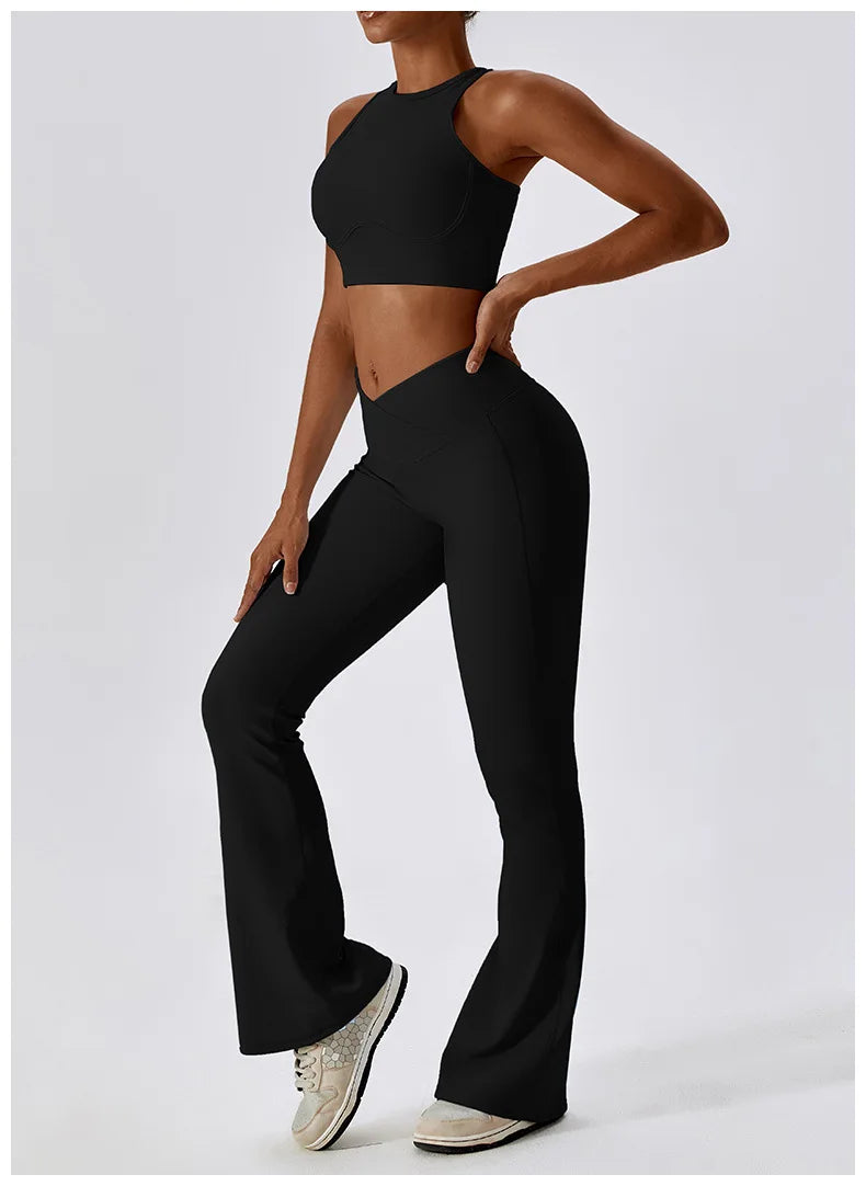 2PCS Seamless Yoga Set Gym Clothes Sportswear Yoga Suits For Women Fitness Rib Tracksuits Sports Bra Gym Leggings Sports Suits