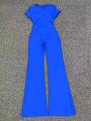 Women Sports Flared Pants Fitness Rompers Stretch Workout Bodysuits Jumpsuit Long Sleeves Gym Set Women's Yoga Suit Sportswear