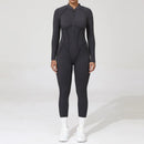 2025 Women's One-piece Yoga Jumpsuit leggings Zipper Nylon Long-sleeved Sexy Backless Slim Fit Sports Outfit with chest pad