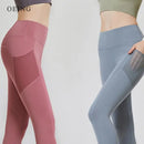 Women Sport Leggings High Waist Cropped Yoga Pants Elastic Mesh Pocket Running Capris Gym Crop Leggings Slim Fitness Tights