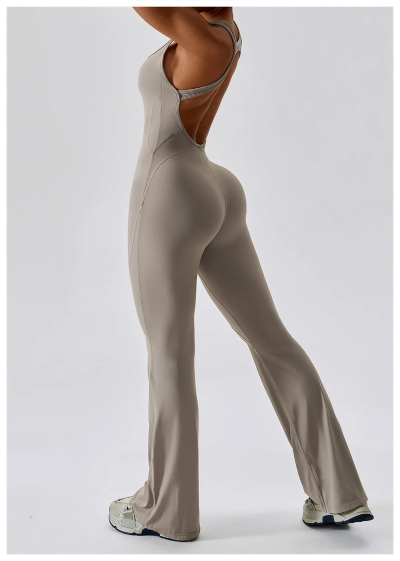 Back V Jumpsuit Sexy Gym Set Women Training Yoga Suit Sportswear Women Sports Jumpsuit Fitness Rompers Stretch Workout Bodysuits