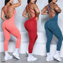 Pad Cross Back Women 2025 Lycra Fitness Gym One Piece Jumpsuit Leggings Workout Pant Female Shorts Active Wear Sport Outfit Suit
