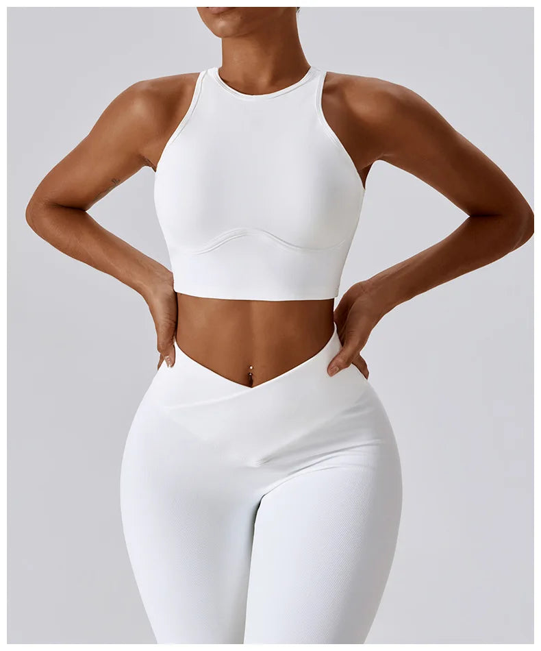 2PCS Seamless Yoga Set Gym Clothes Sportswear Yoga Suits For Women Fitness Rib Tracksuits Sports Bra Gym Leggings Sports Suits