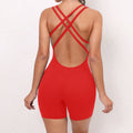 Pad Cross Back Women 2025 Lycra Fitness Gym One Piece Jumpsuit Leggings Workout Pant Female Shorts Active Wear Sport Outfit Suit