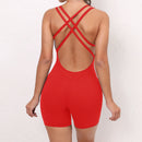 Pad Cross Back Women 2025 Lycra Fitness Gym One Piece Jumpsuit Leggings Workout Pant Female Shorts Active Wear Sport Outfit Suit