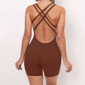 Pad Cross Back Women 2025 Lycra Fitness Gym One Piece Jumpsuit Leggings Workout Pant Female Shorts Active Wear Sport Outfit Suit