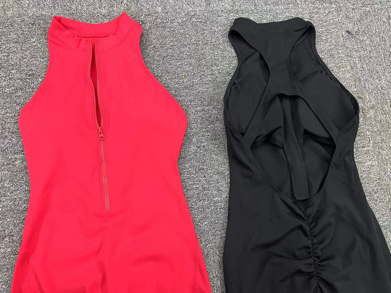 New Zip Up Rompers Scrunch Butt Yoga Sets Sleeveless pants Jumpsuit for Women Fitness Gym Clothing Workout Open Back Sports Suit