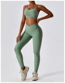 2PCS Seamless Yoga Set Gym Clothes Sportswear Yoga Suits For Women Fitness Rib Tracksuits Sports Bra Gym Leggings Sports Suits