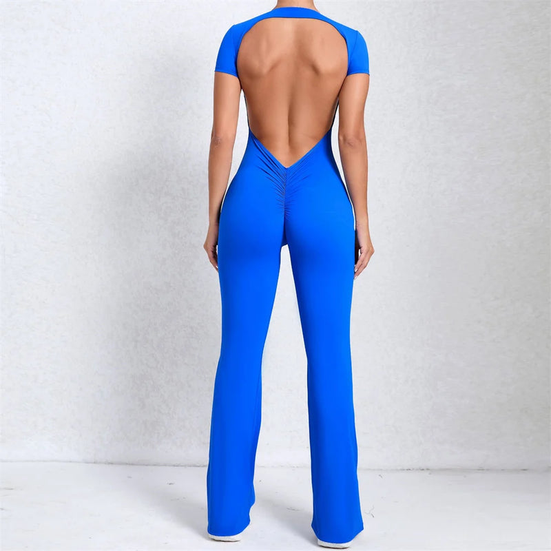 2025 Pad Short Sleeve Shirt Backless Yoga Set Gym Women Fitness Sports Pant High Waist Workout Leggings Activewear Tracksuits