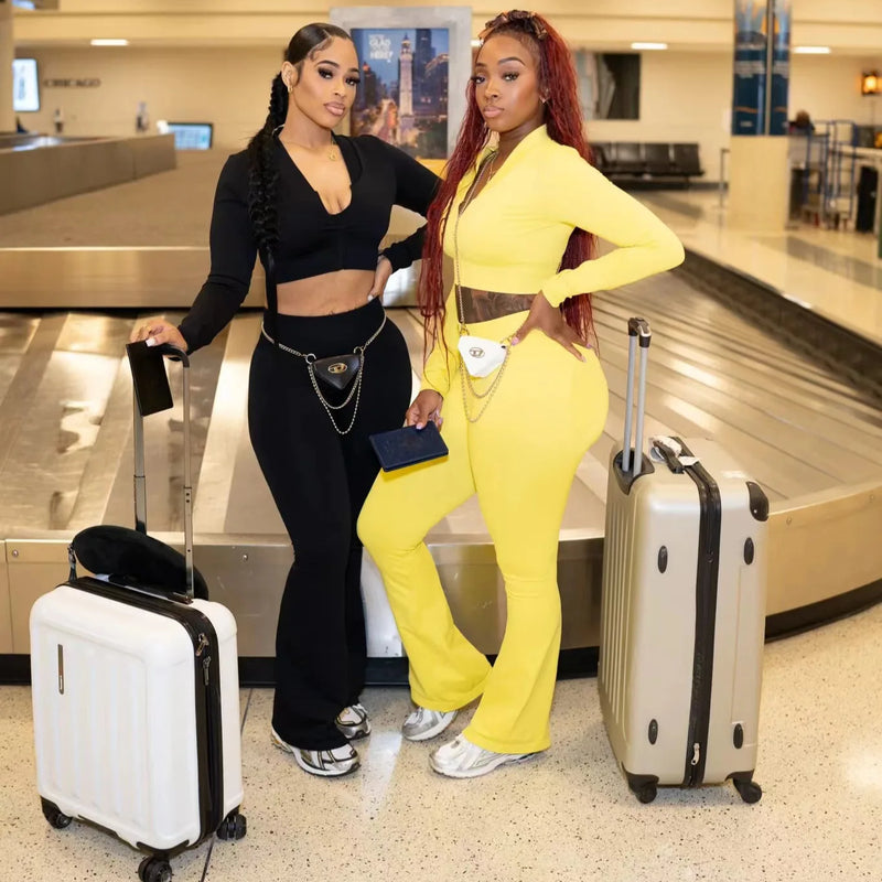 Women's Sports Suit Casual Tight Waist Solid Color Long Sleeved Top Vest Long Pants Three Piece Set Autumn