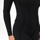 2025 Women's One-piece Yoga Jumpsuit leggings Zipper Nylon Long-sleeved Sexy Backless Slim Fit Sports Outfit with chest pad