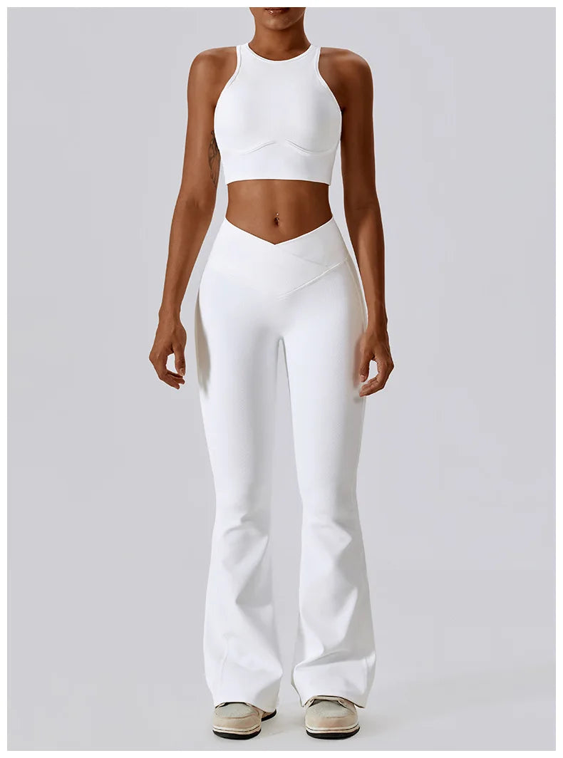 2PCS Seamless Yoga Set Gym Clothes Sportswear Yoga Suits For Women Fitness Rib Tracksuits Sports Bra Gym Leggings Sports Suits