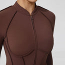 2025 Women's One-piece Yoga Jumpsuit leggings Zipper Nylon Long-sleeved Sexy Backless Slim Fit Sports Outfit with chest pad