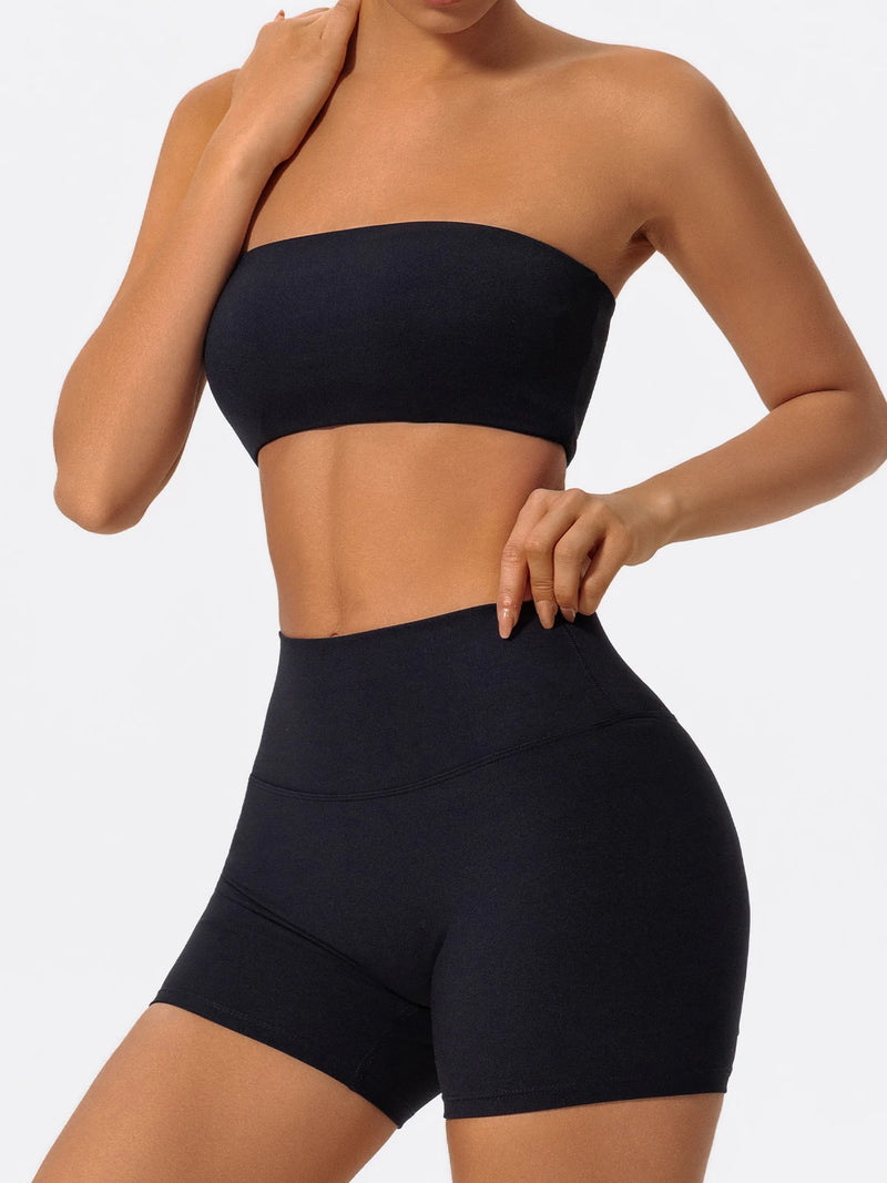 Ctenkevet Two Piece Fitness Sports Set Women Workout Yoga Outfit Strapless Bra Woman 2Ps Gym Crop Top Deportivos Mujer Gym Suits