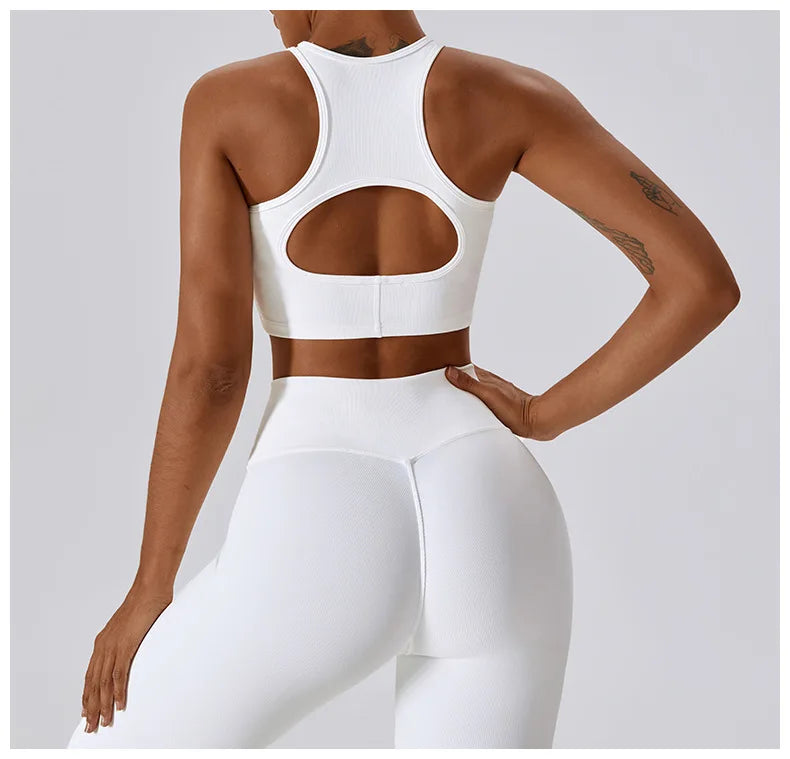 2PCS Seamless Yoga Set Gym Clothes Sportswear Yoga Suits For Women Fitness Rib Tracksuits Sports Bra Gym Leggings Sports Suits