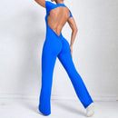 Women Sports Flared Pants Fitness Rompers Stretch Workout Bodysuits Jumpsuit Long Sleeves Gym Set Women's Yoga Suit Sportswear