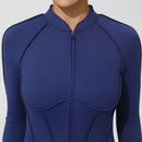 2025 Women's One-piece Yoga Jumpsuit leggings Zipper Nylon Long-sleeved Sexy Backless Slim Fit Sports Outfit with chest pad