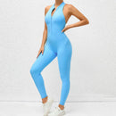 New Zip Up Rompers Scrunch Butt Yoga Sets Sleeveless pants Jumpsuit for Women Fitness Gym Clothing Workout Open Back Sports Suit