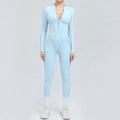 2025 Women's One-piece Yoga Jumpsuit leggings Zipper Nylon Long-sleeved Sexy Backless Slim Fit Sports Outfit with chest pad